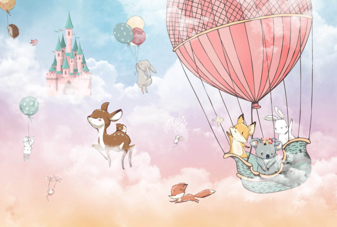 Фотошпалери Звірі на повітряній кулі