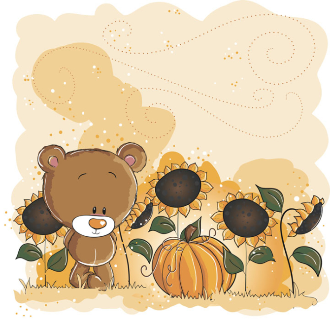 Фотошпалери Ведмедик і соняшник