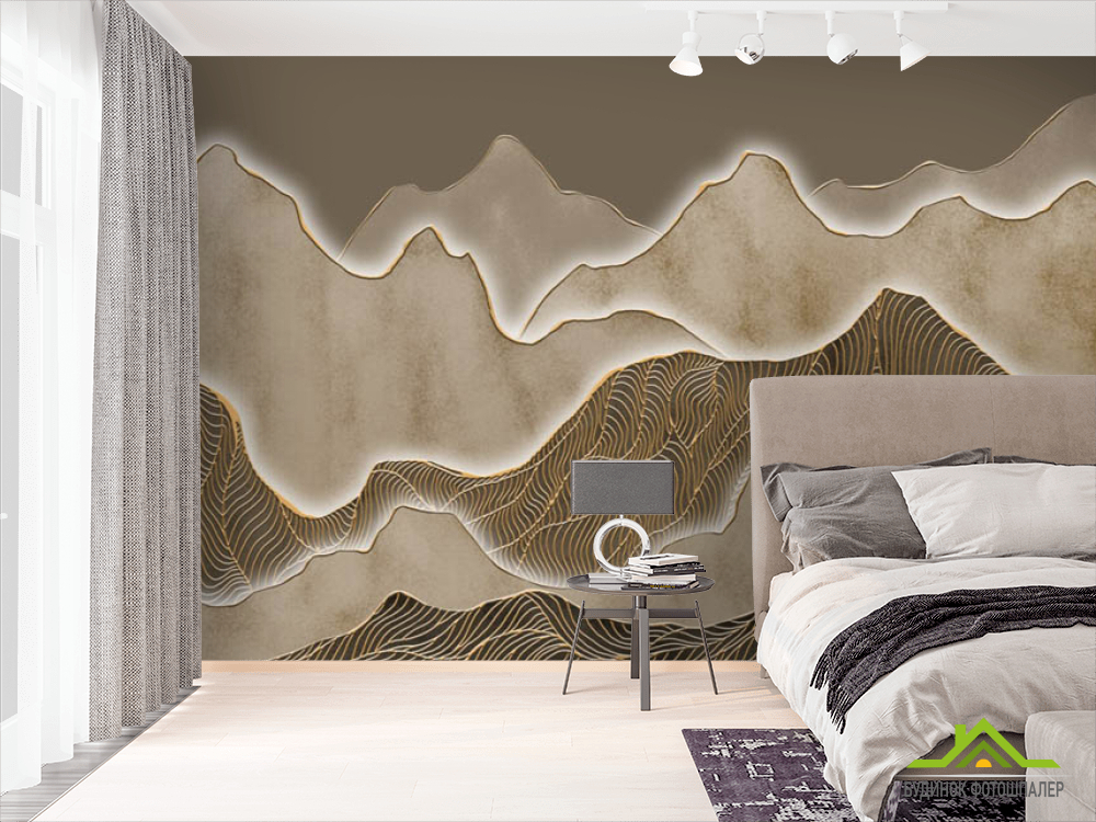 Фотошпалери золоті абстрактні гори