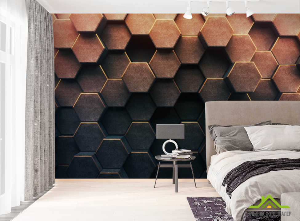 выбрать Фотообои Обьемные 3д гексагоны Фотообои 3Д на стену