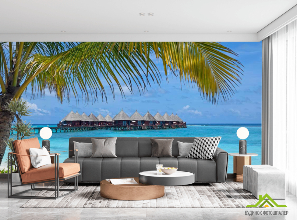 выбрать Фотошпалери Хатини в море Фотошпалери Хатина на стіну