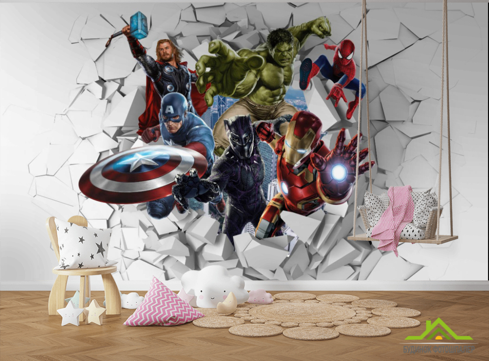 выбрать Фотообои 3д мстители Фотообои в детскую на стену