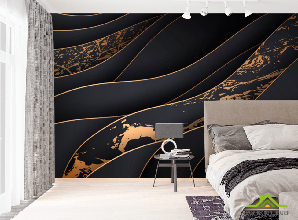 выбрать Фотошпалери золоті абстрактні хвилі Фотошпалери Абстракція на стіну