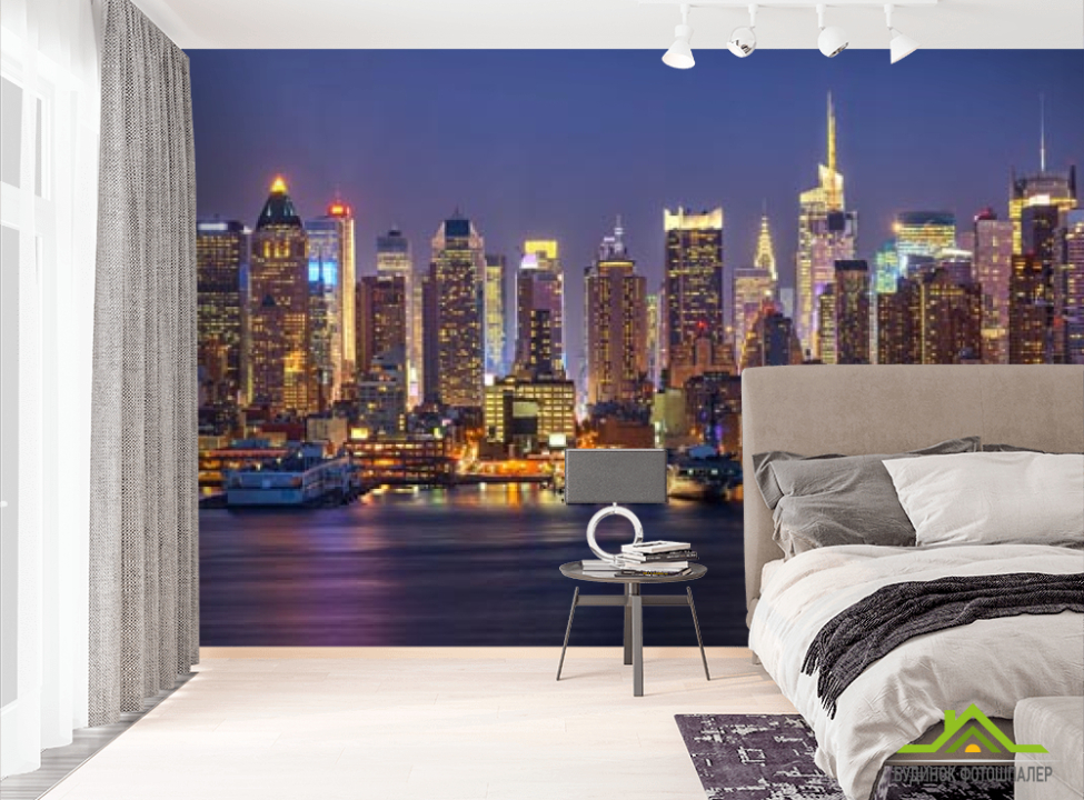 выбрать Фотошпалери фіолетовий вечірнє місто Фотошпалери Місто на стіну