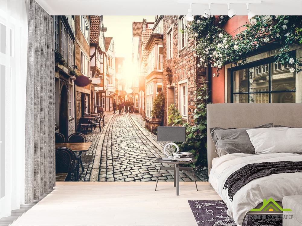 Фотошпалери Кафе на затишній вуличці