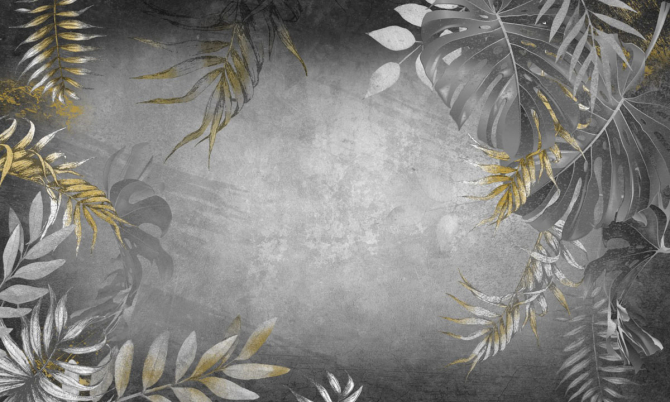 Фотообои листья с золотом