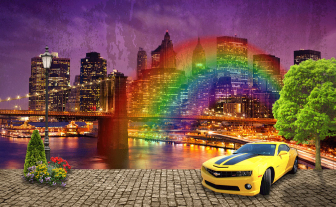 Фотошпалери Машина на тлі міста