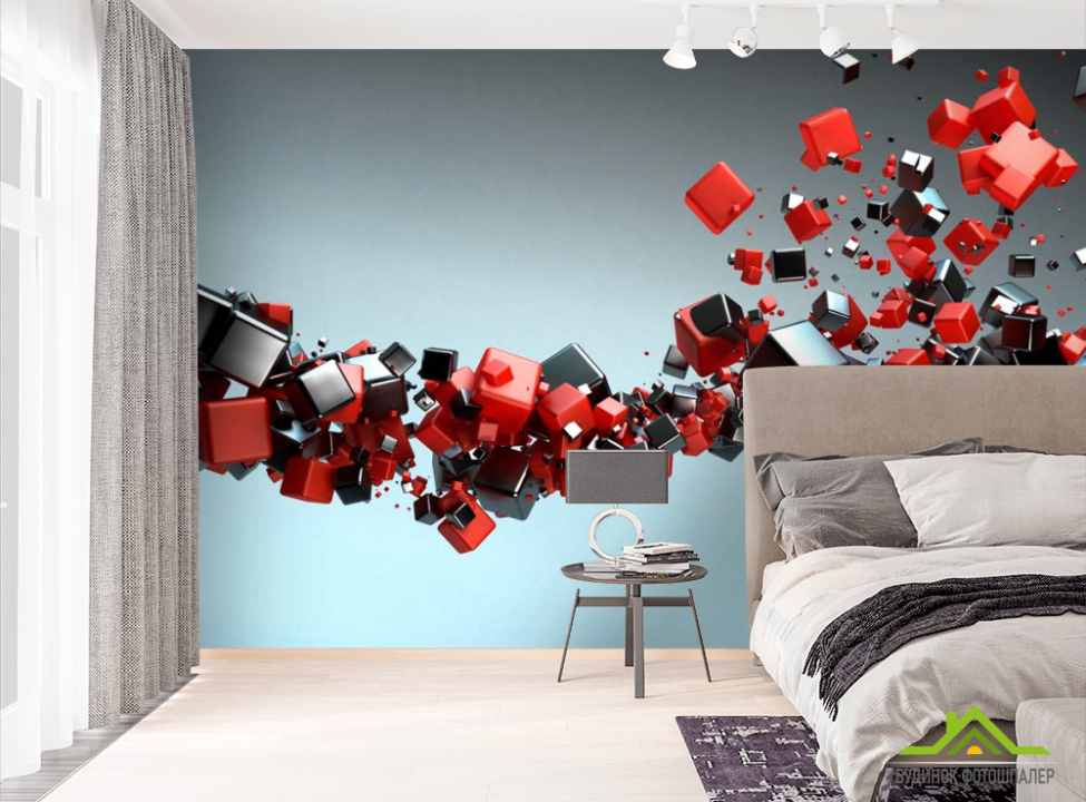 выбрать Фотошпалери Фотошпалери Чорні і червоні куби Фотошпалери 3Д на стіну