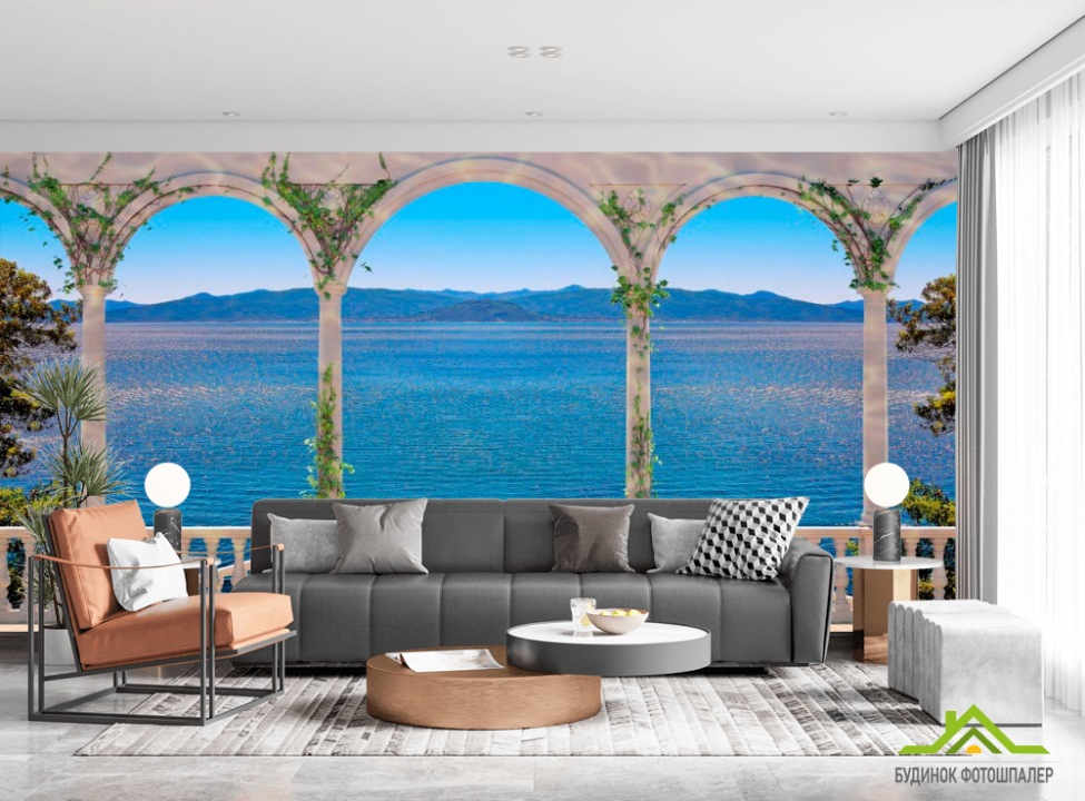 выбрать Фотошпалери Арки з видом на море Фотошпалери Фрески на стіну