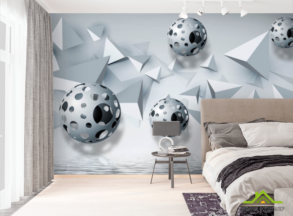 выбрать Фотообои 3д сферы над водой  на стену