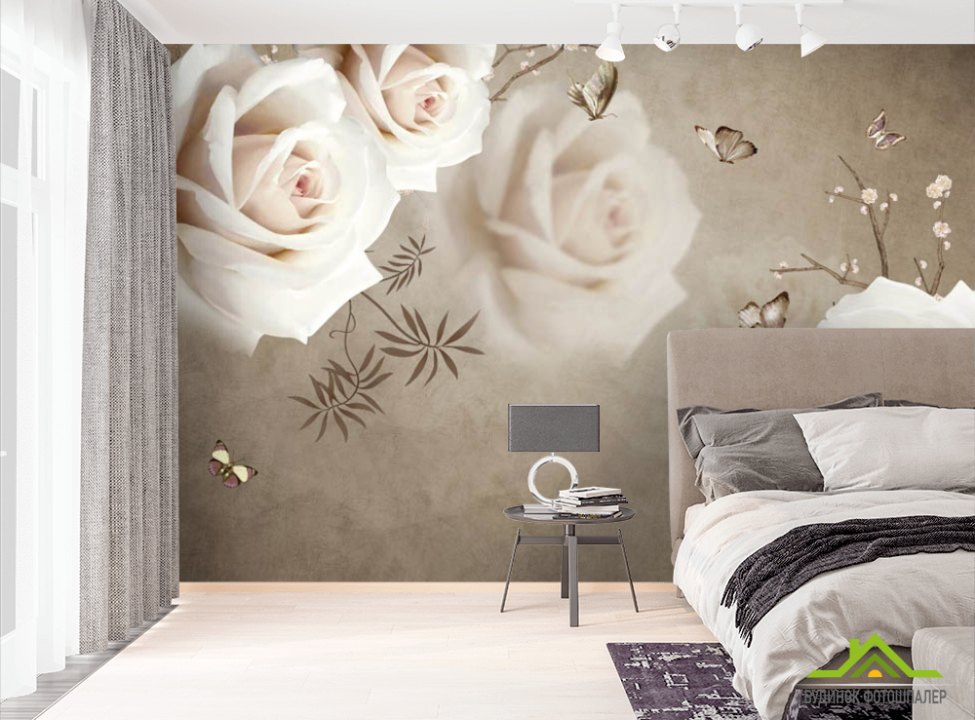 выбрать Фотообои Розы на коричневом фоне Фотообои Цветы на стену