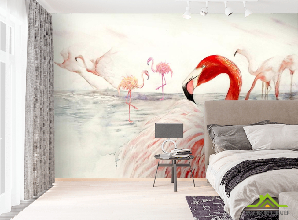 выбрать Фотообои Стая розовых фламинго Фотообои с Фламинго на стену