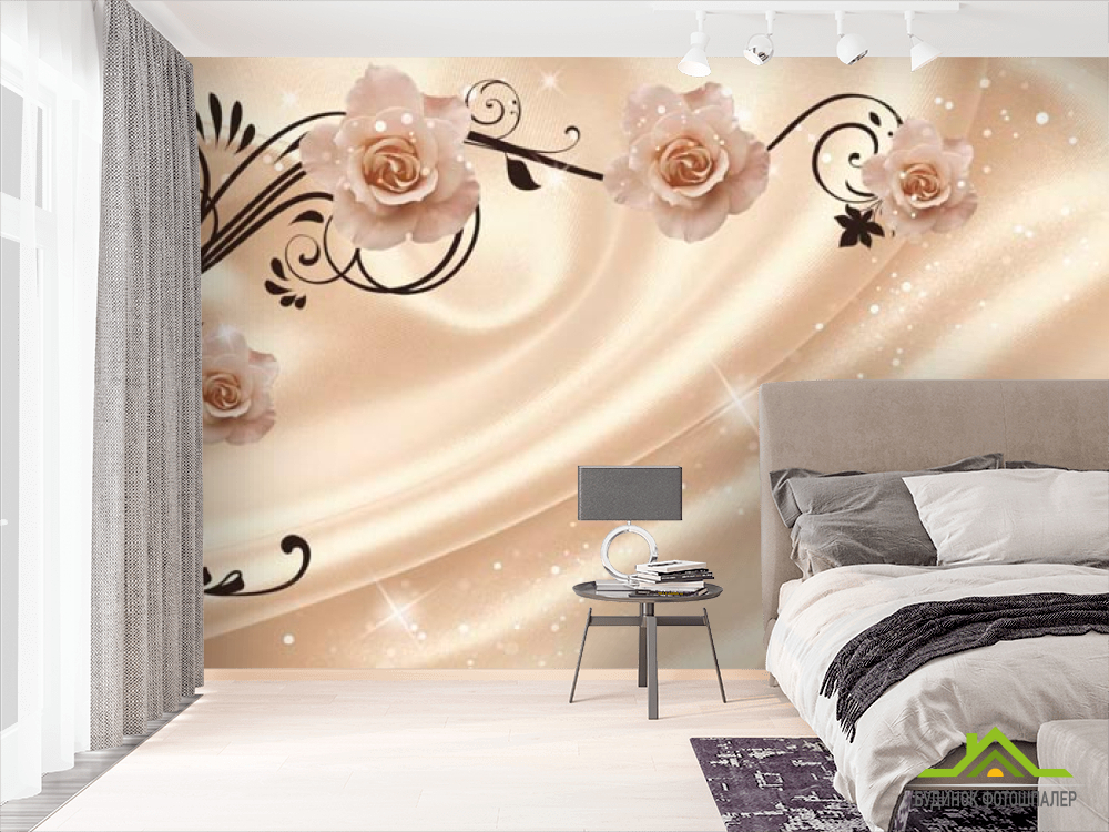 Фотообои Розы на атласе 3d