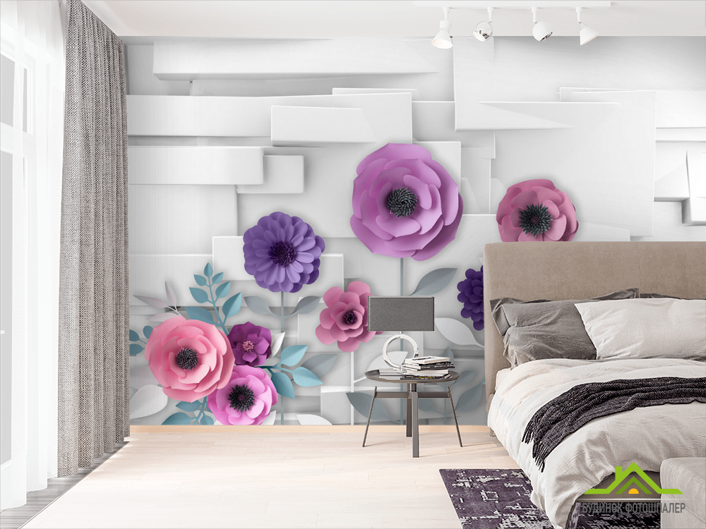Фотошпалери 3Д паперові квіти