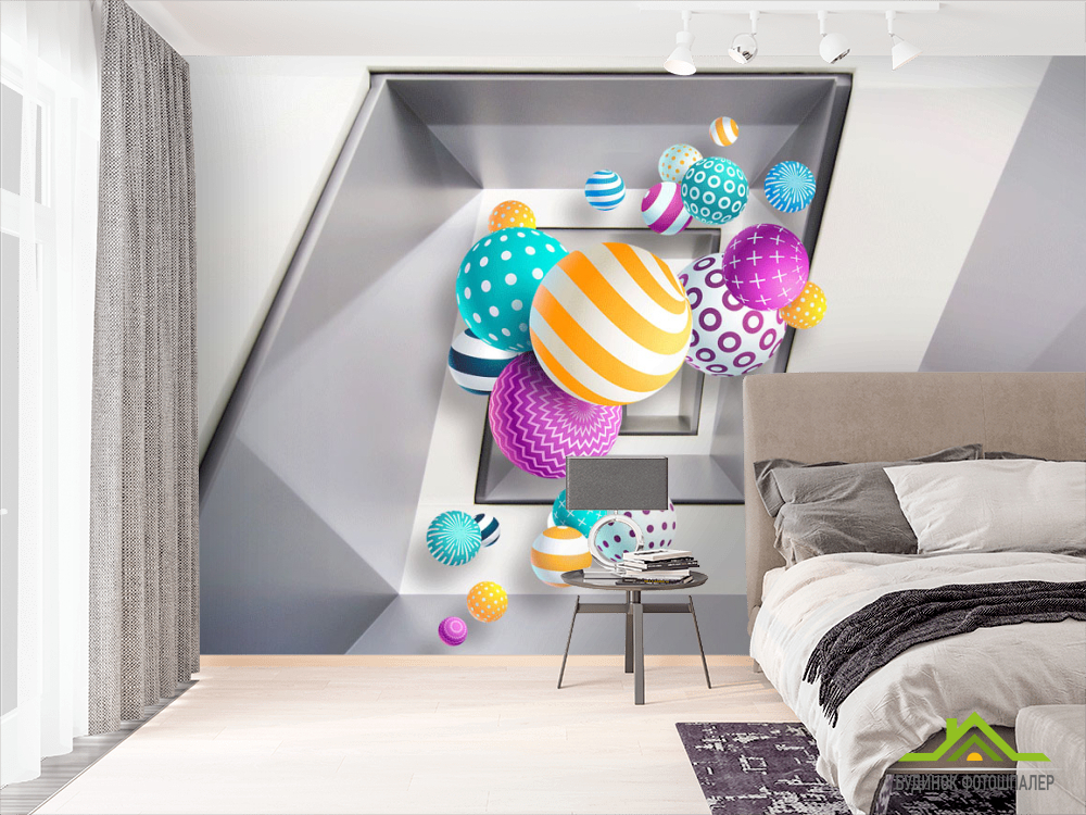 Фотошпалери Різнокольорові кулі 3д