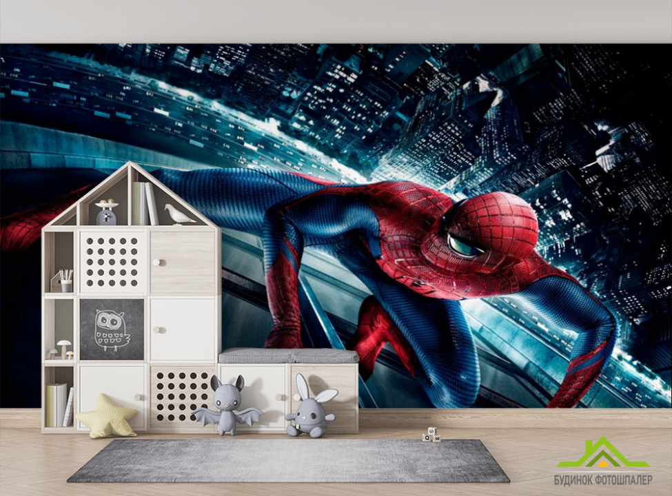 выбрать Фотошпалери Фотошпалери Людина павук в місті Фотошпалери для малюків на стіну