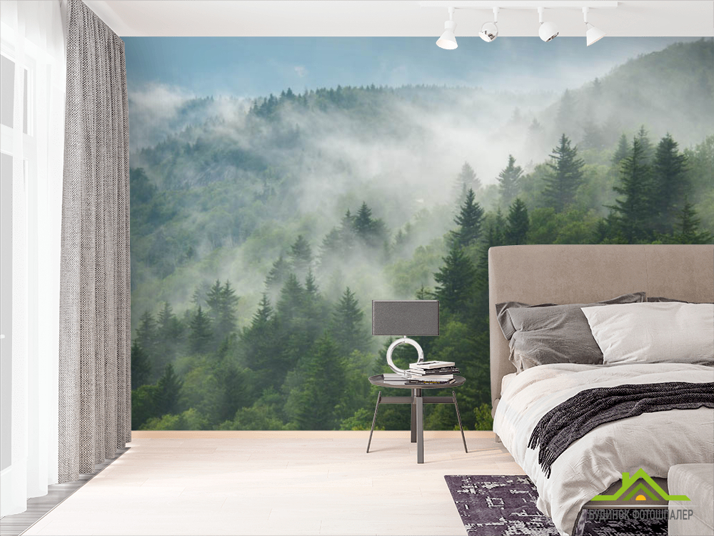 Фотошпалери Зелений Туманний ліс