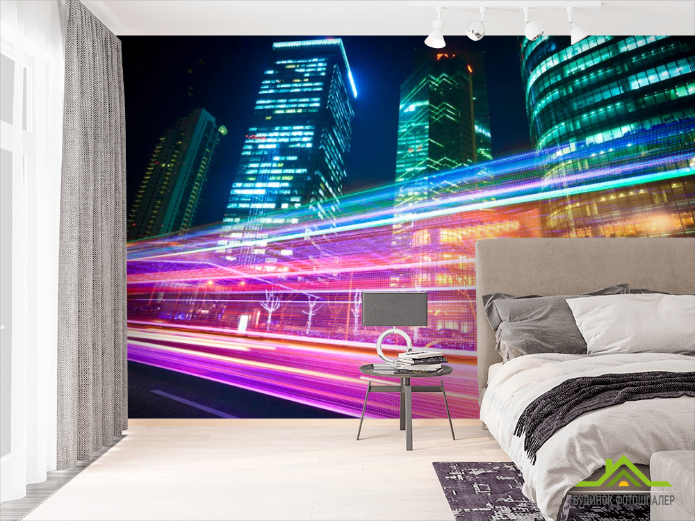 Фотообои Цветомузыка ночного города