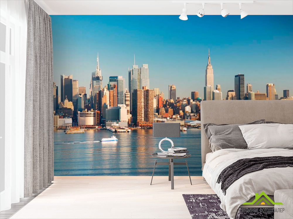 Фотообои Утренний город, причал