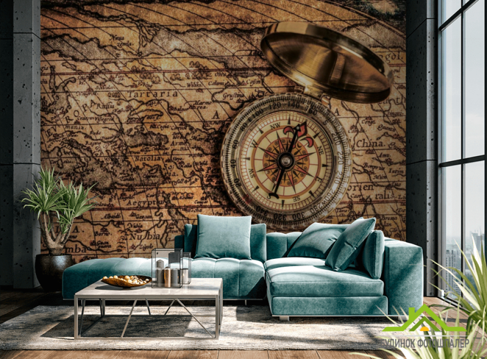 выбрать Фотошпалери Карта з компасом Фотошпалери карта Світу на стіну