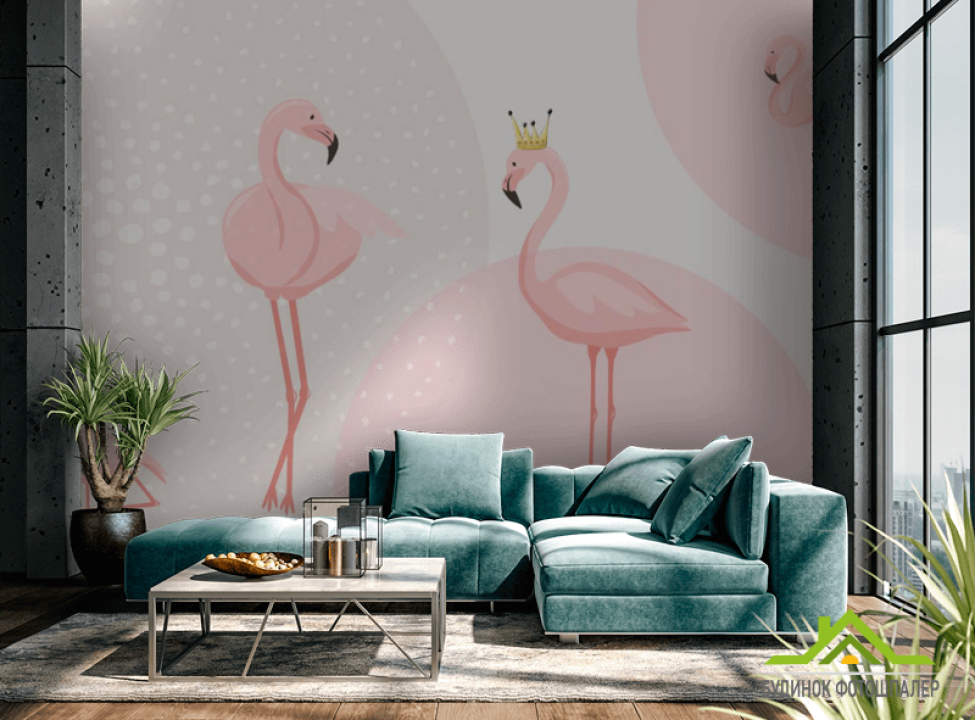 выбрать Фотошпалери Рожеві фламінго Фотошпалери Тварини на стіну