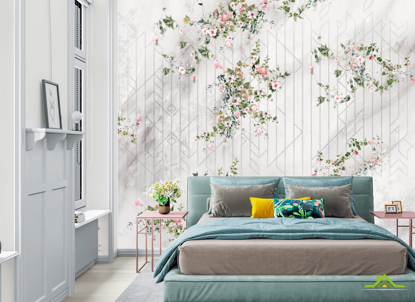 Фотошпалери Ніжні квіти на атласі