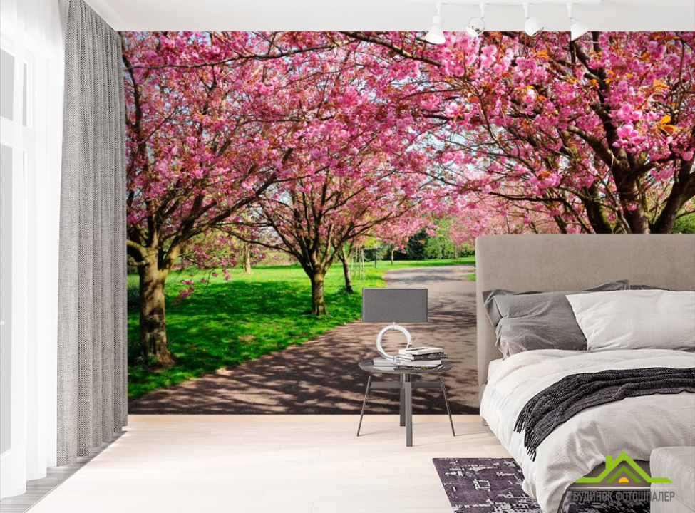 выбрать Фотошпалери Квітучі вишні Фотошпалери Рожеві дерева на стіну