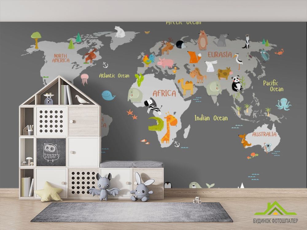 Фотошпалери сіра карта англійською