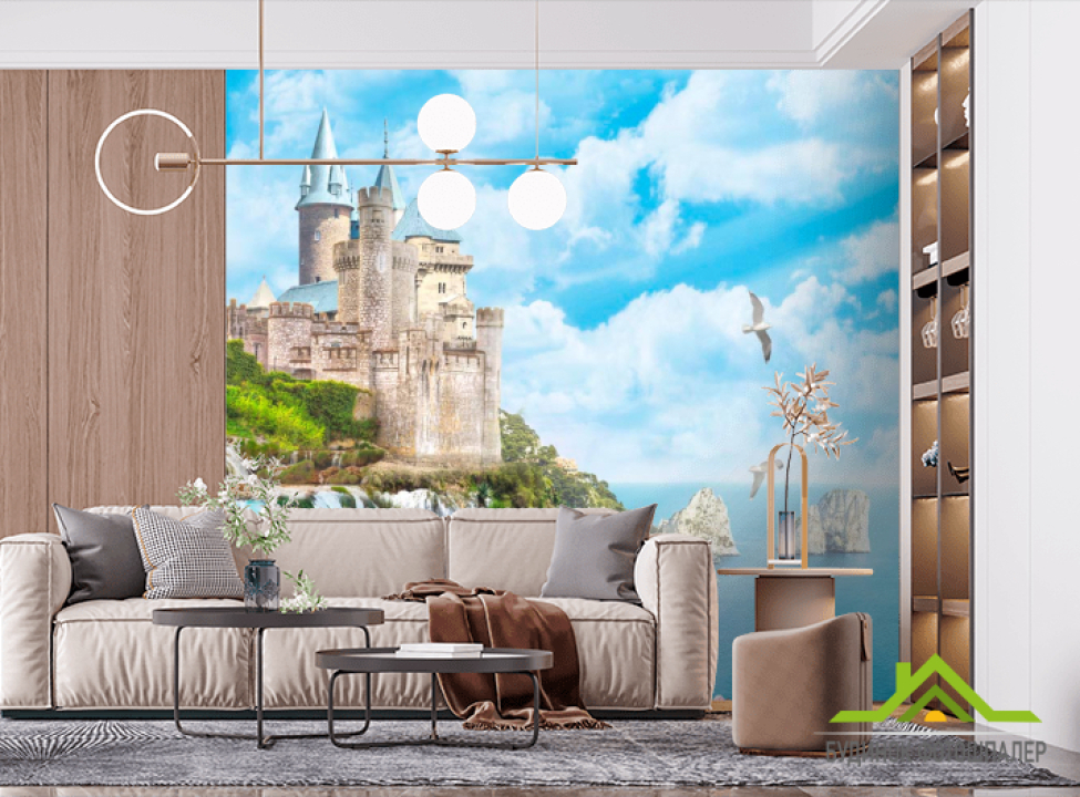 выбрать Фотошпалери Чайки, небо, замок Фотошпалери Фрески на стіну