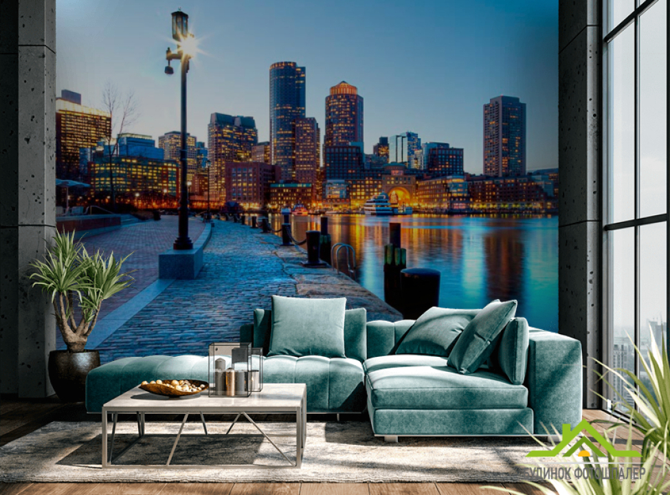 выбрать Фотообои Набережная, утро Фотообои Город на стену