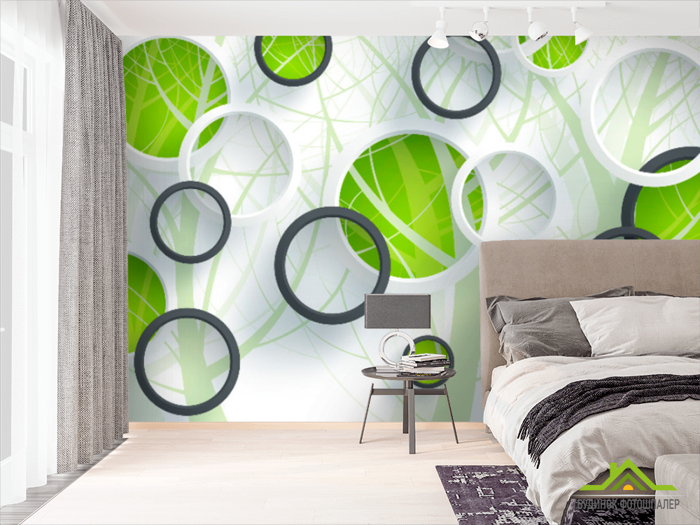 Фотообои Зеленые круги и дерево