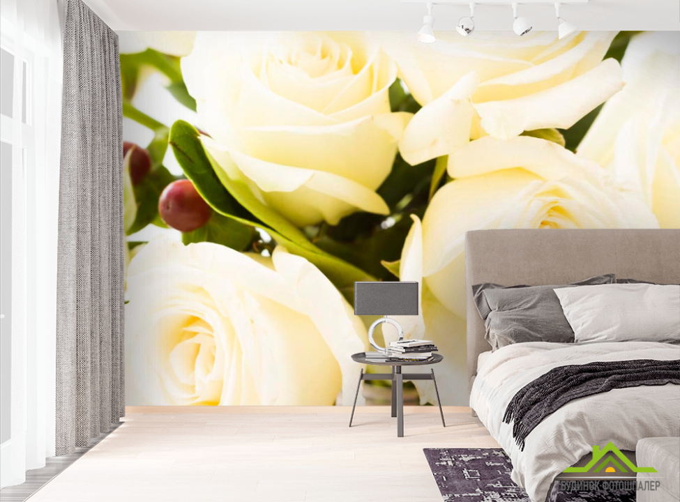 выбрать Фотошпалери 4 білих троянди Фотошпалери Троянди на стіну