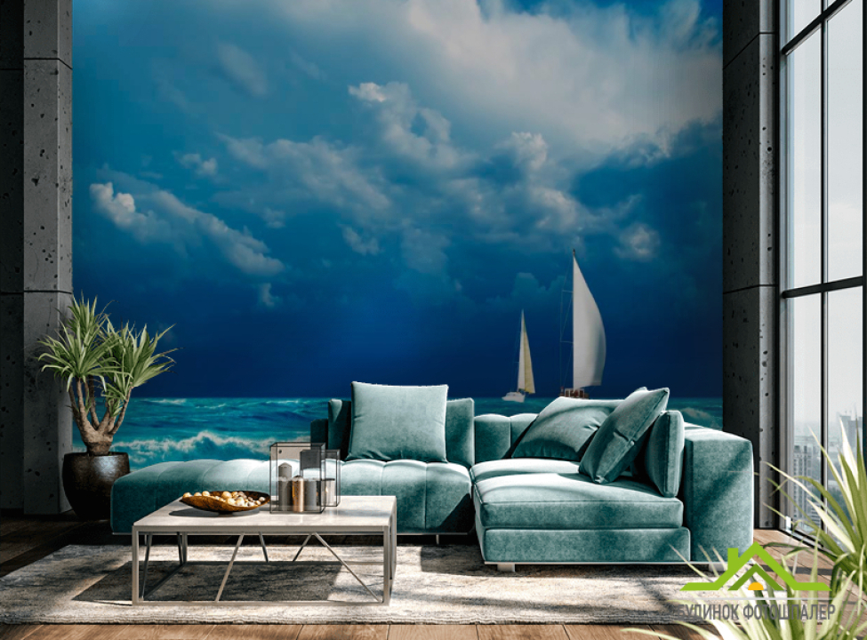 выбрать Фотообои Парусники на волнах Фотообои Море на стену