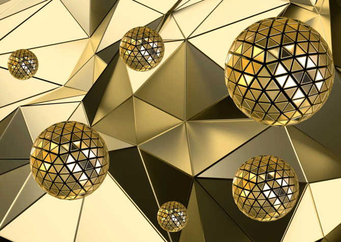 Фотошпалери Золоті сфери 3д