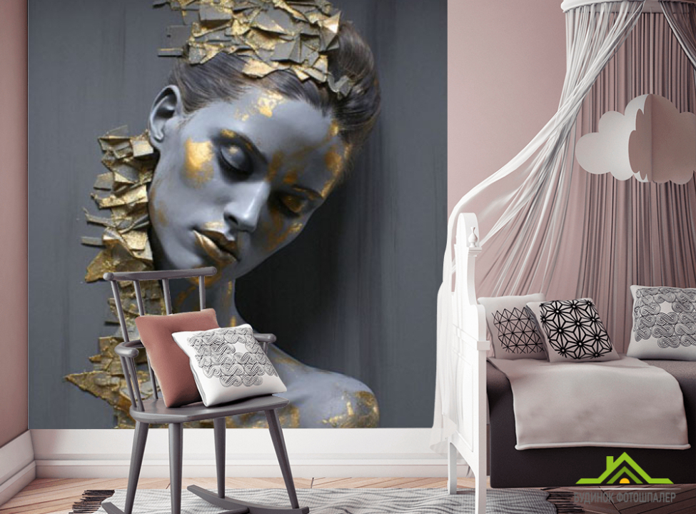 выбрать Фотошпалери барельєф дівчина з золотом Фотошпалери з позолотою на стіну