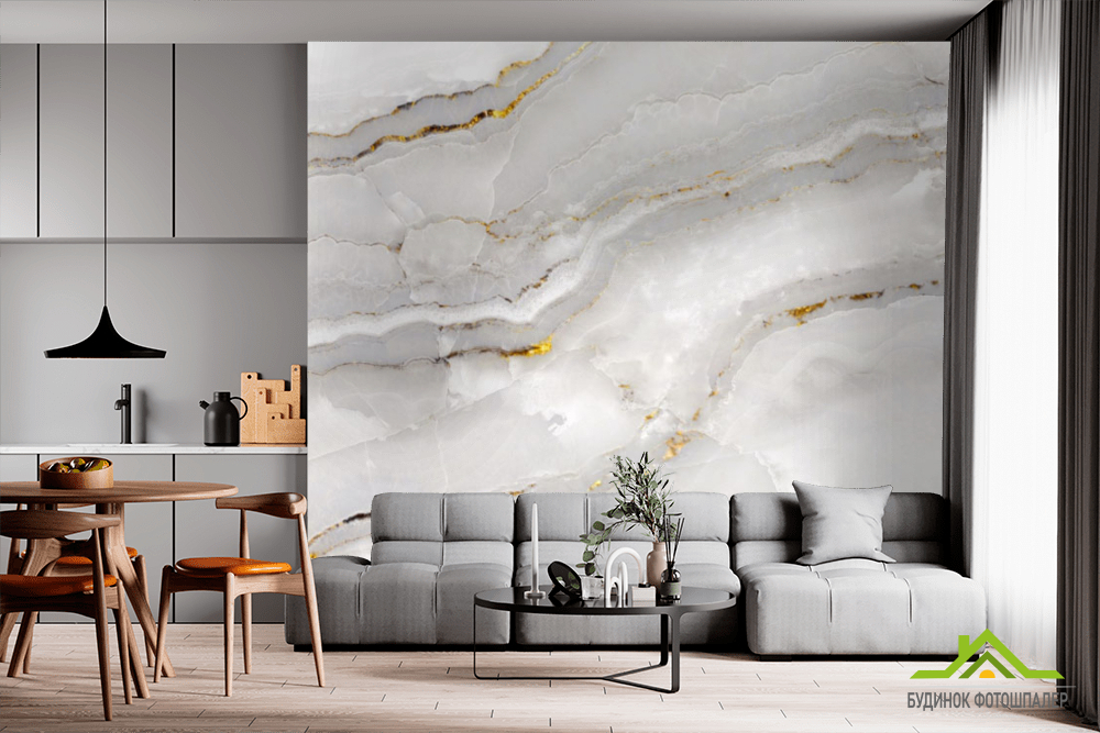 Фотообои белый мрамор с золотом