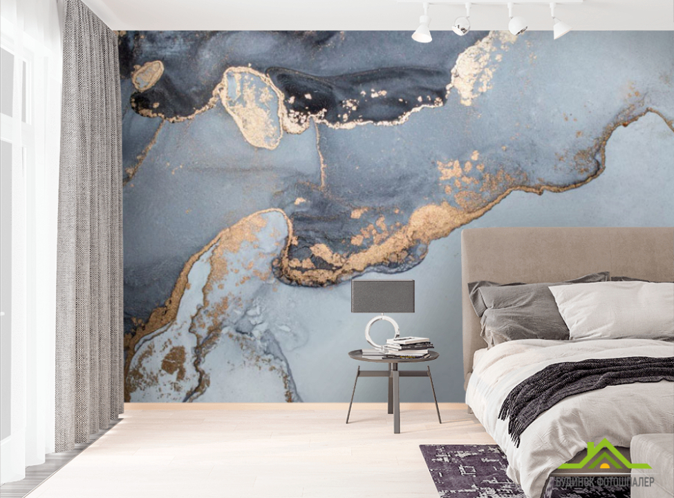 выбрать Фотошпалери Сіро-блакитний флюїд Фотошпалери Fluid art на стіну