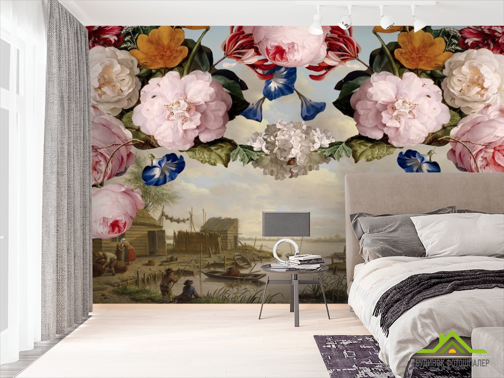 Фотошпалери Вінтажний принт з квітами
