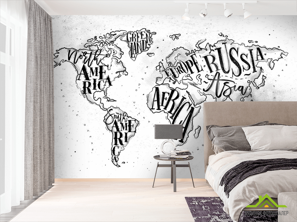 Фотообои Карта на белом фоне